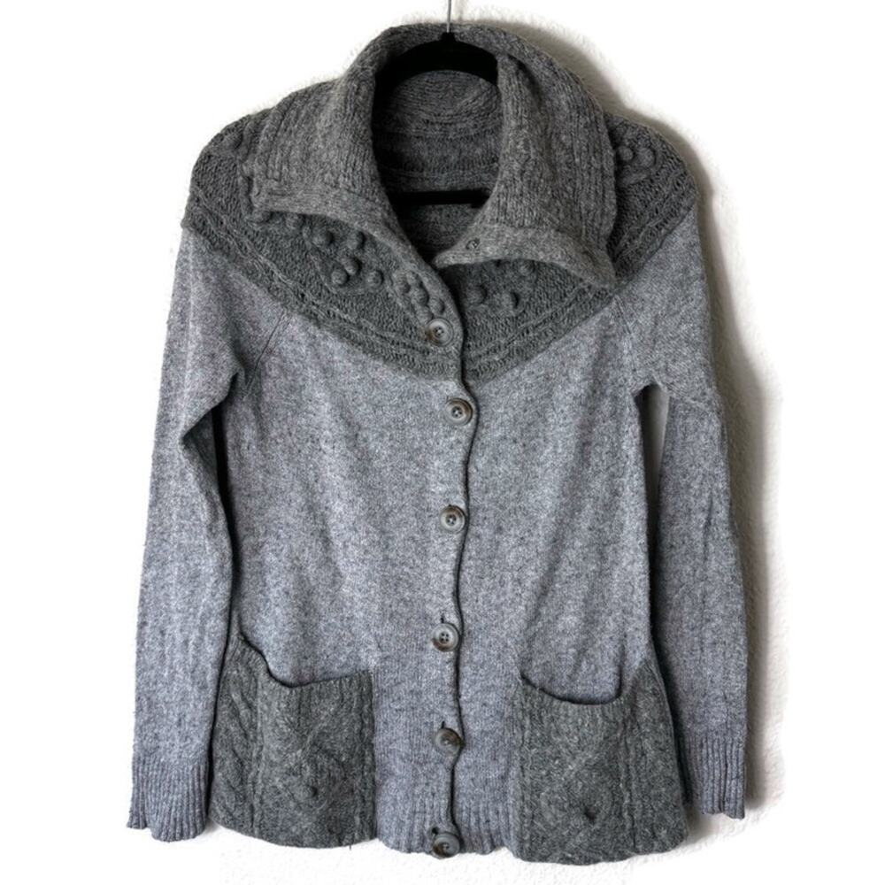 Anthro Sleeping On Snow Wool Thick Chunky Knit Hoodie Sweater Cardigan Small